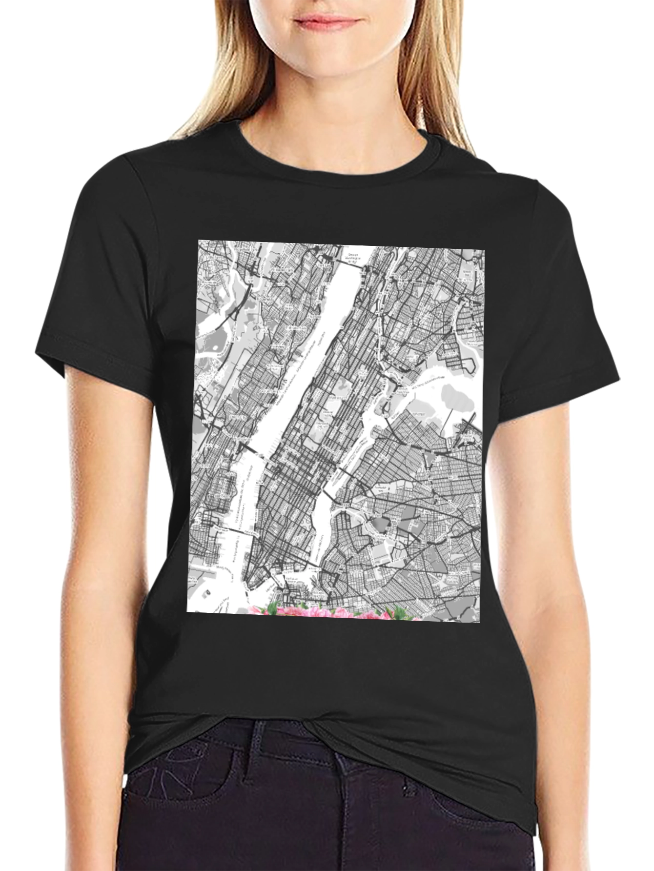 New York City Map T-Shirt - Modern Street Grid Design