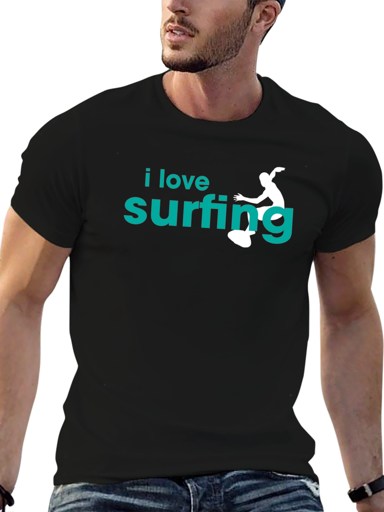 I Love Surfing T-Shirt | Black Tee