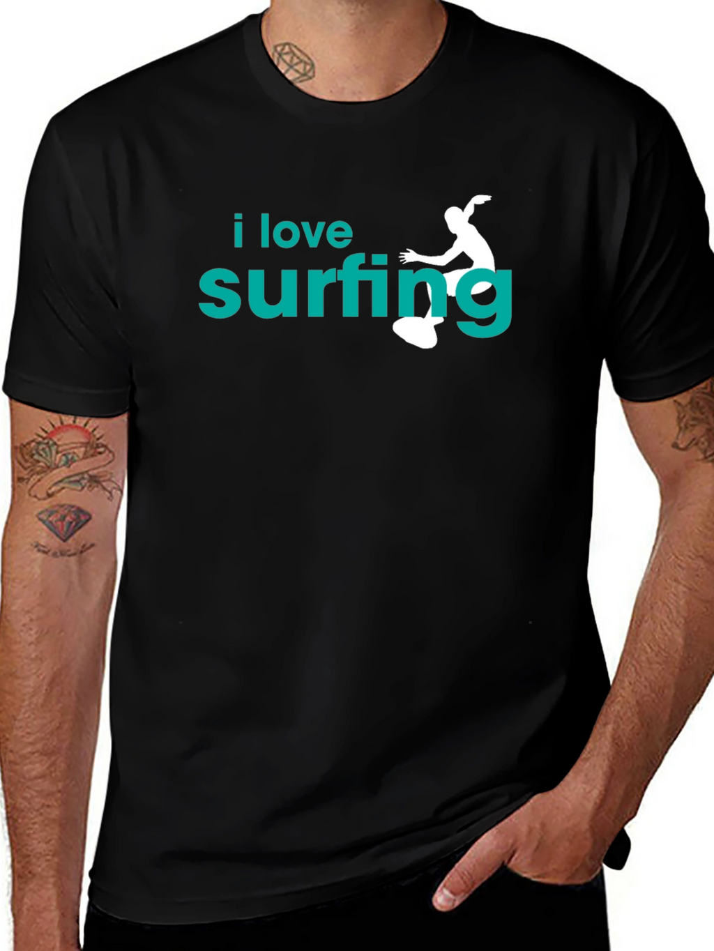 I Love Surfing T-Shirt | Black Tee