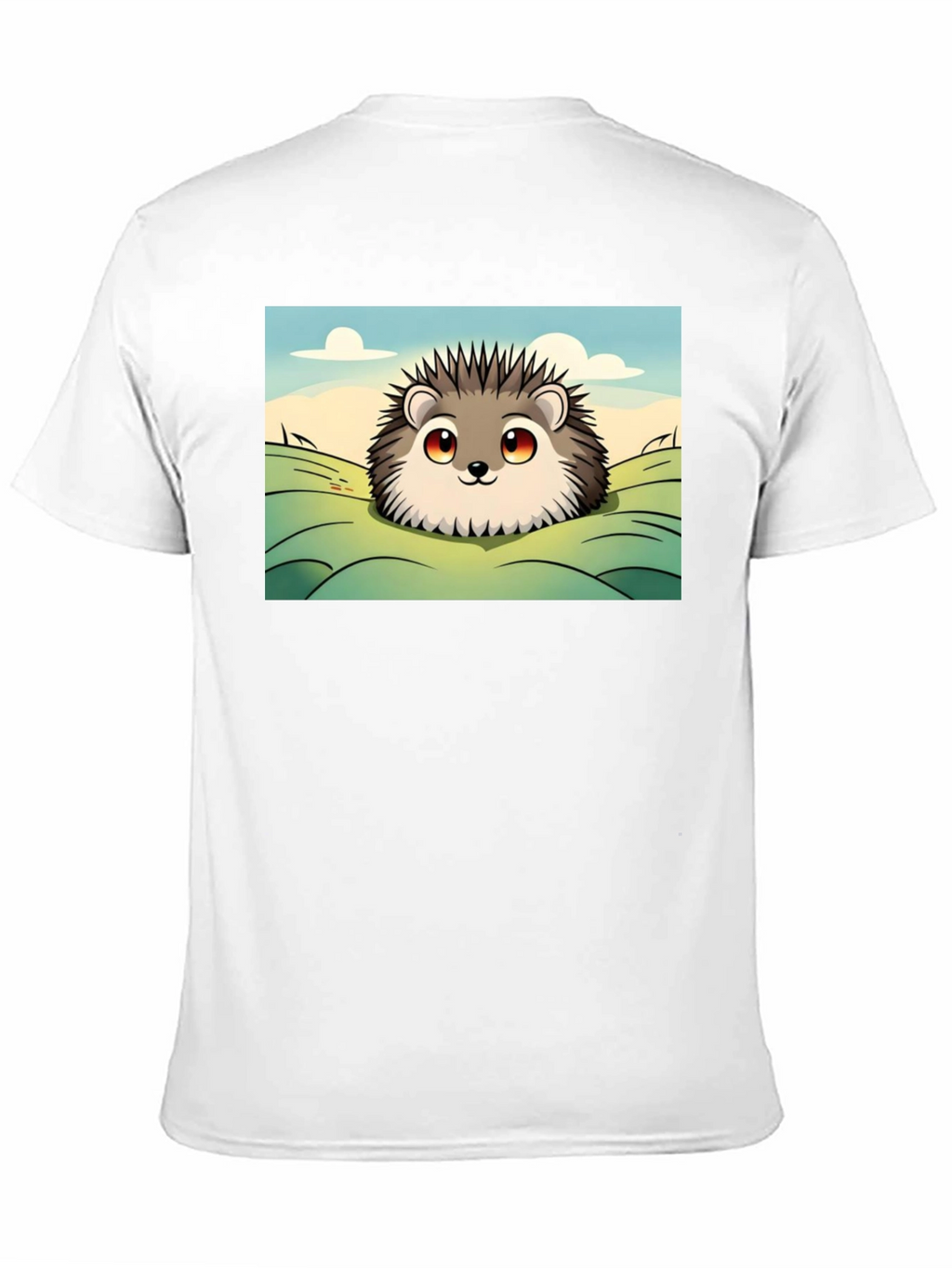 Cute Hedgehog Graphic Tee - Black Cotton T-Shirt