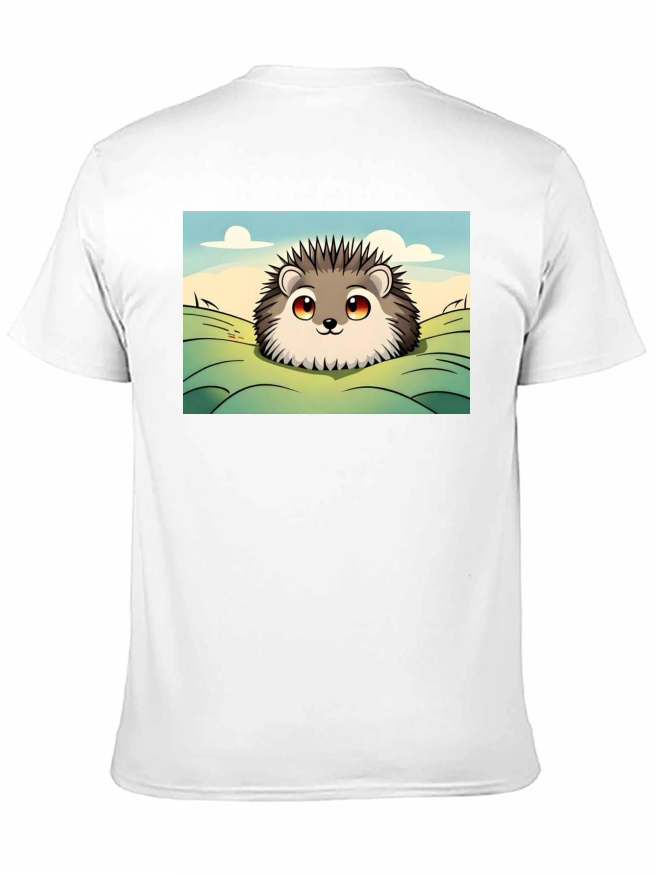 Cute Hedgehog Graphic Tee - Black Cotton T-Shirt