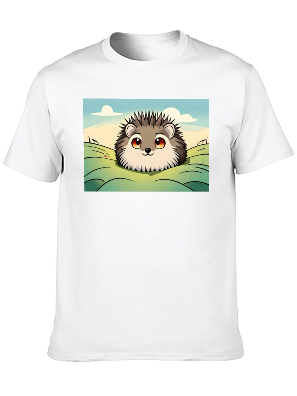 Cute Hedgehog Graphic Tee - Black Cotton T-Shirt