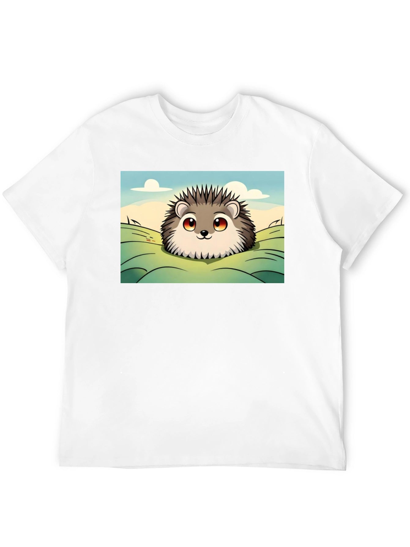 Cute Hedgehog Graphic Tee - Black Cotton T-Shirt