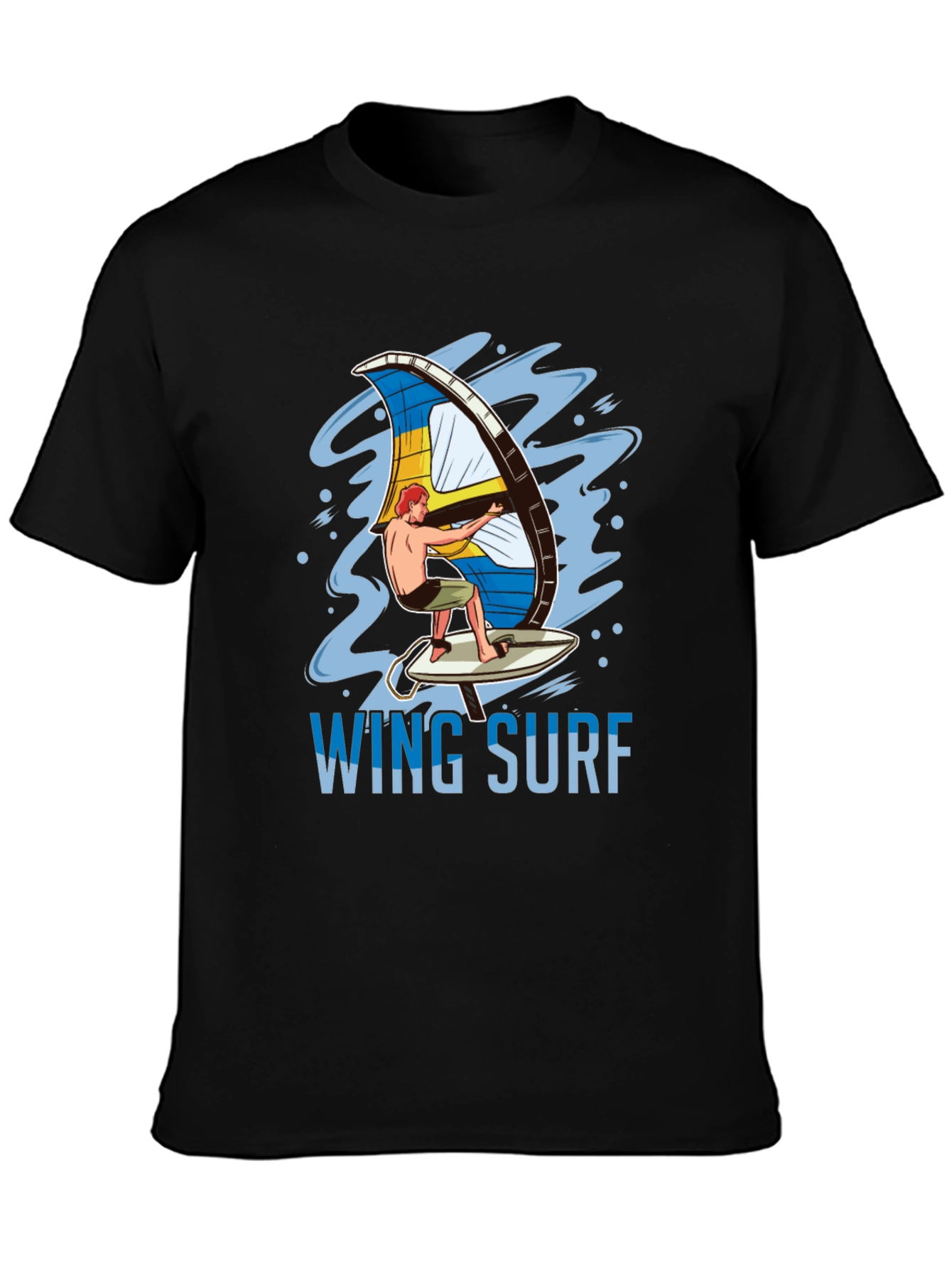 Wing Surf Graphic Tee - Black Cotton T-Shirt