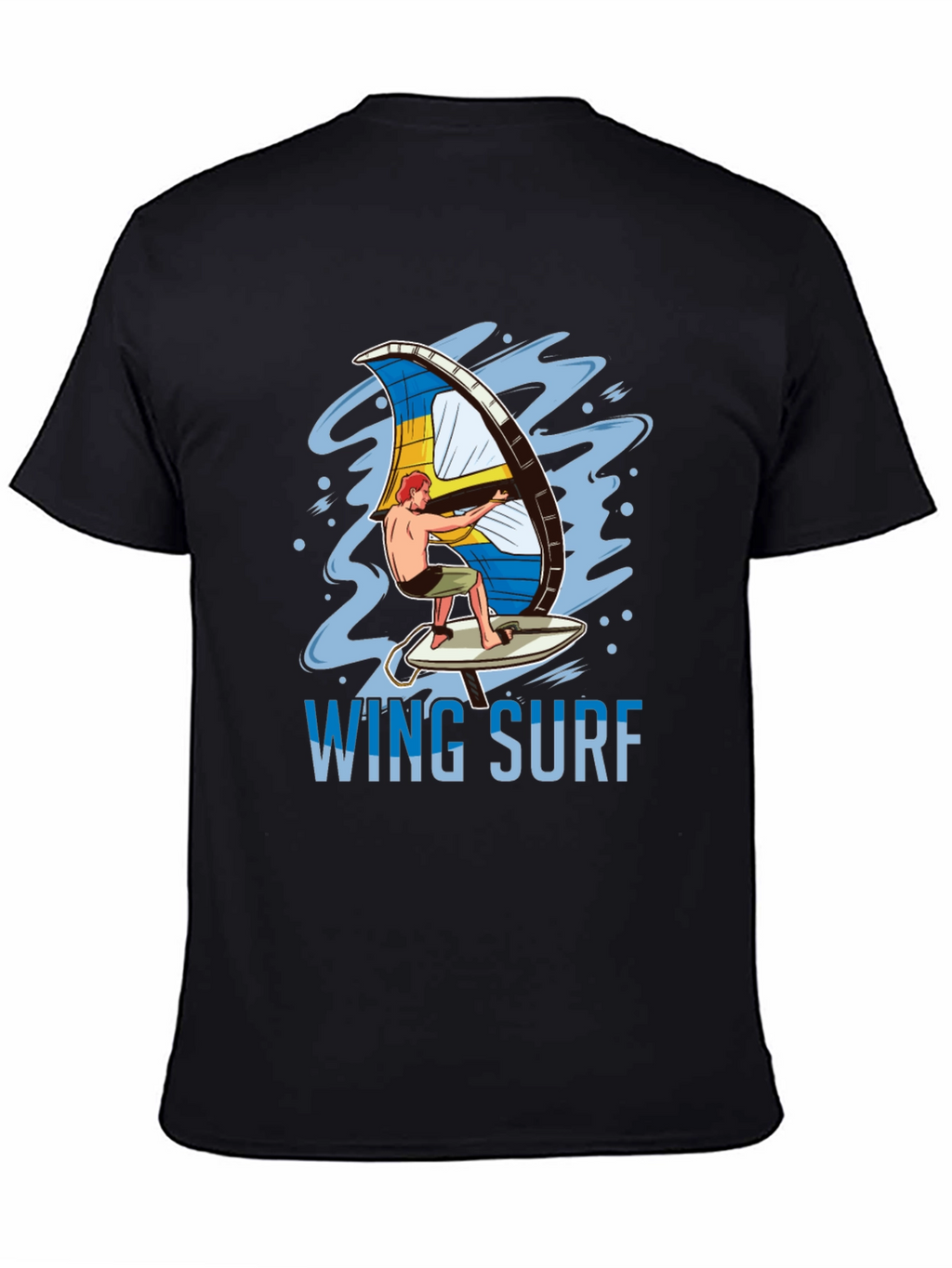 Wing Surf Graphic Tee - Black Cotton T-Shirt