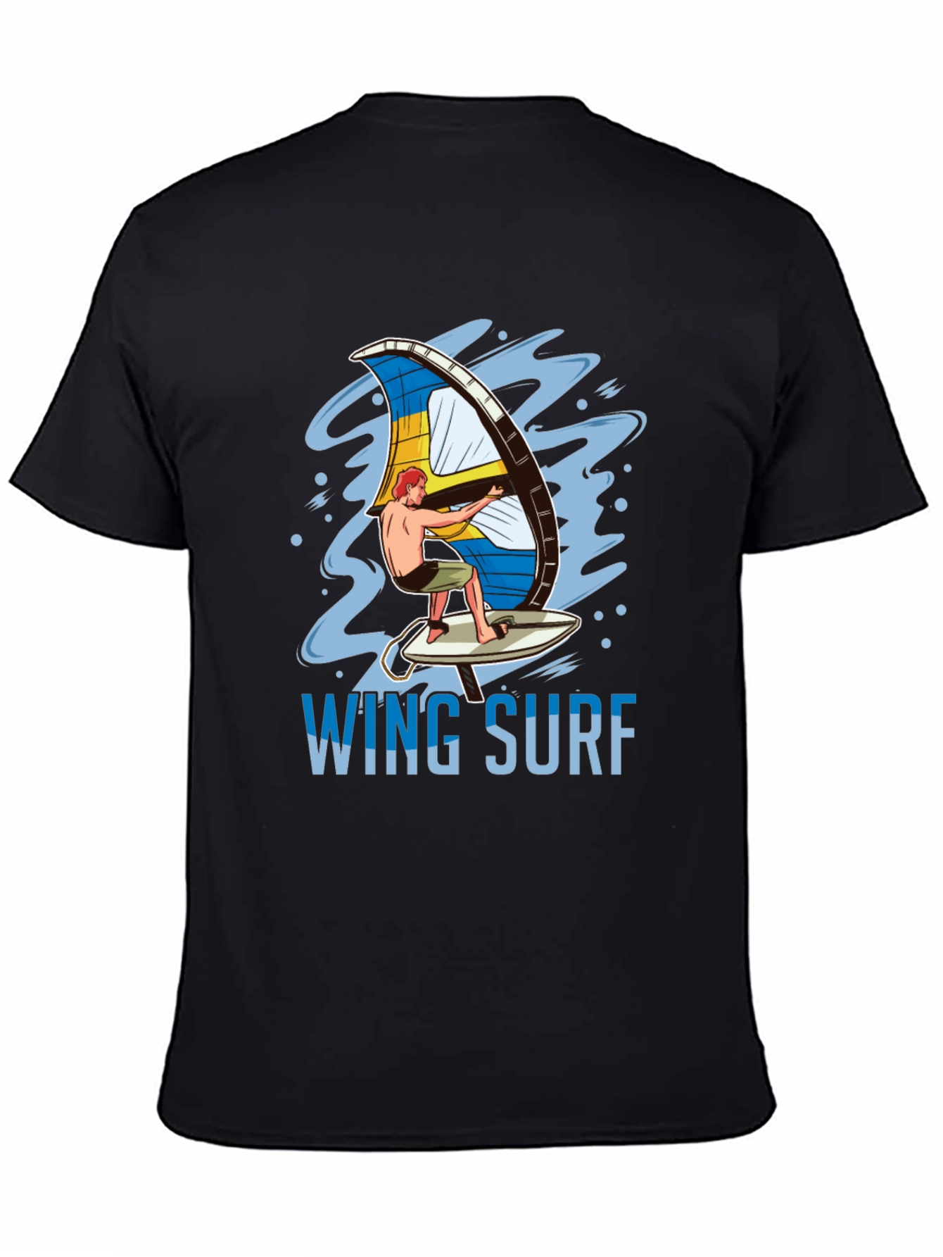 Wing Surf Graphic Tee - Black Cotton T-Shirt