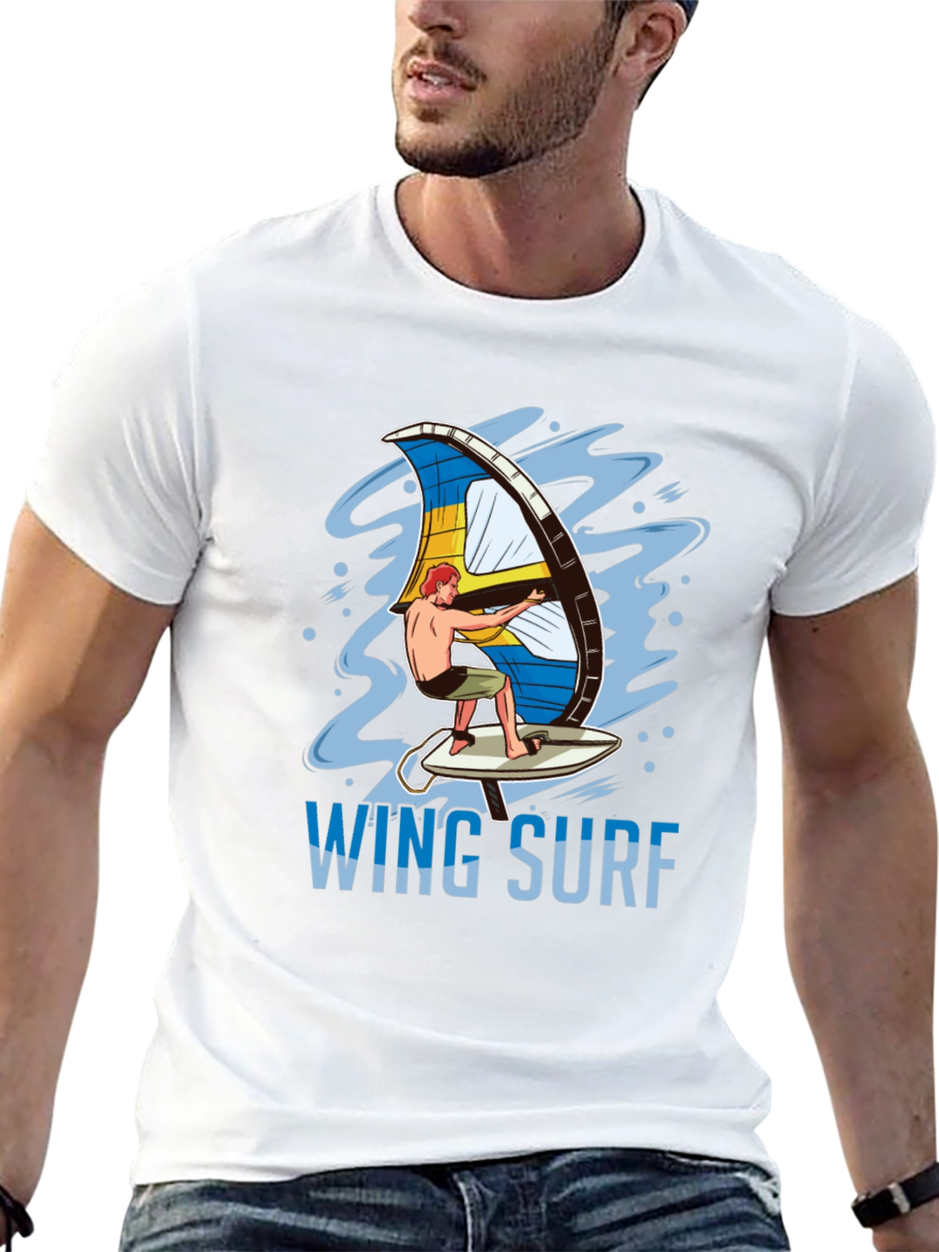Wing Surf Graphic Tee - Black Cotton T-Shirt
