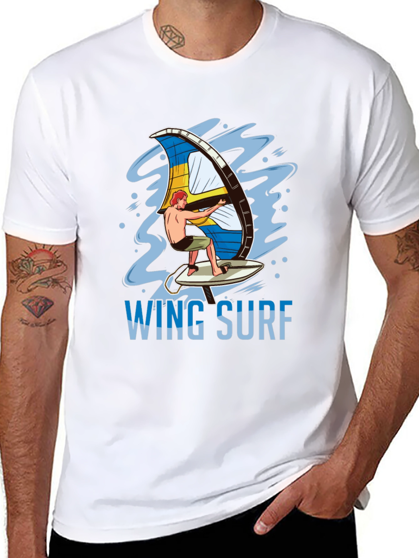 Wing Surf Graphic Tee - Black Cotton T-Shirt