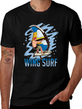 Wing Surf Graphic Tee - Black Cotton T-Shirt