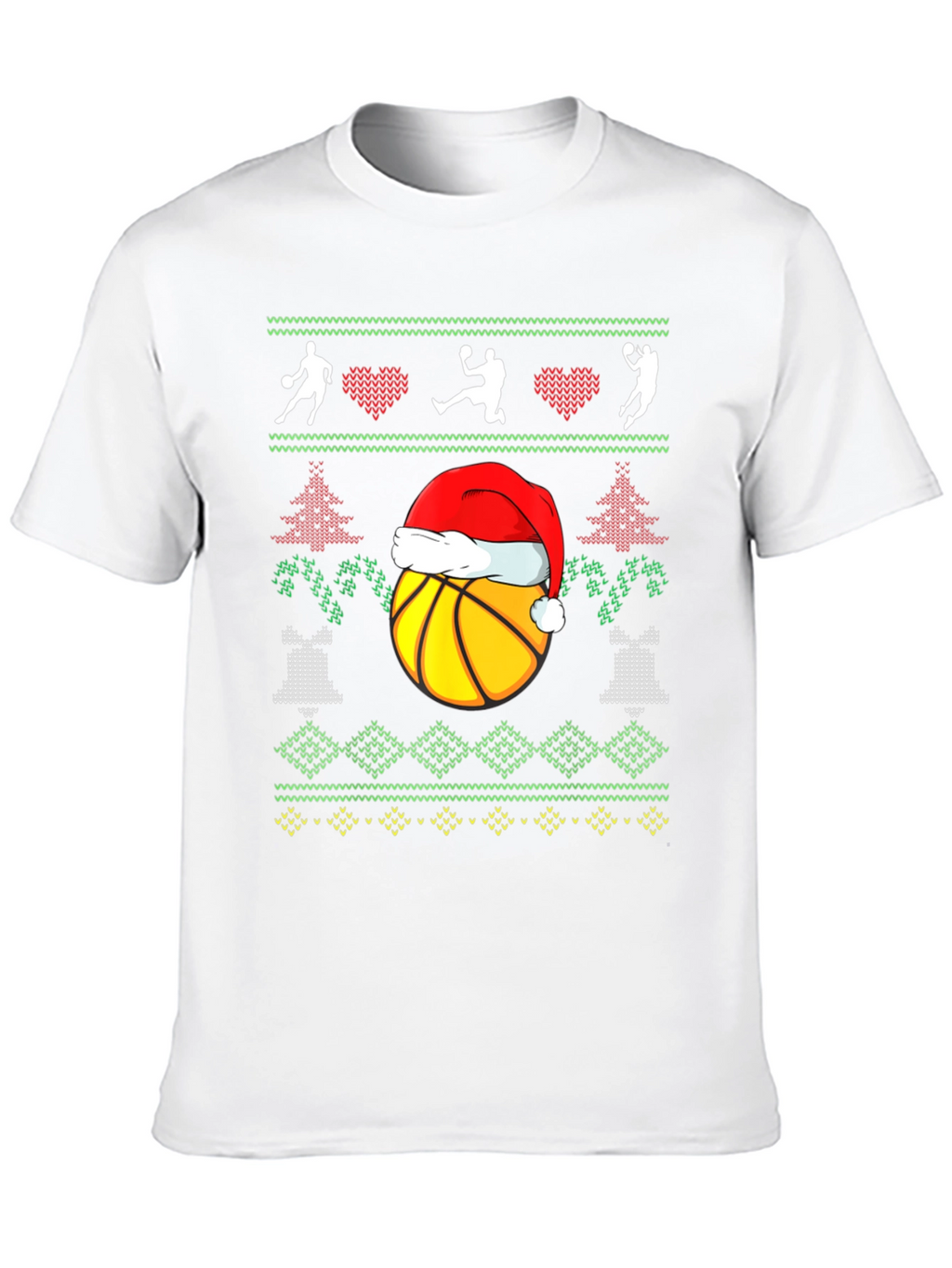 Basketball Christmas Ugly Sweater Style T-Shirt