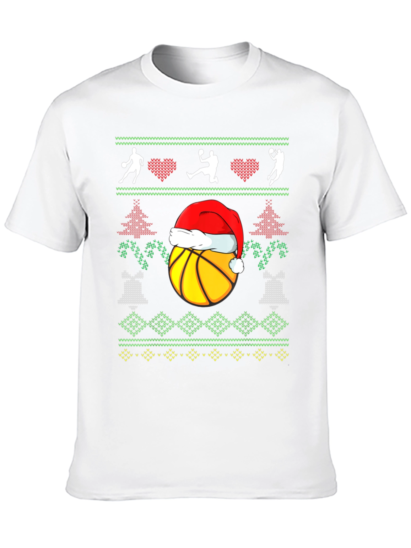 Basketball Christmas Ugly Sweater Style T-Shirt