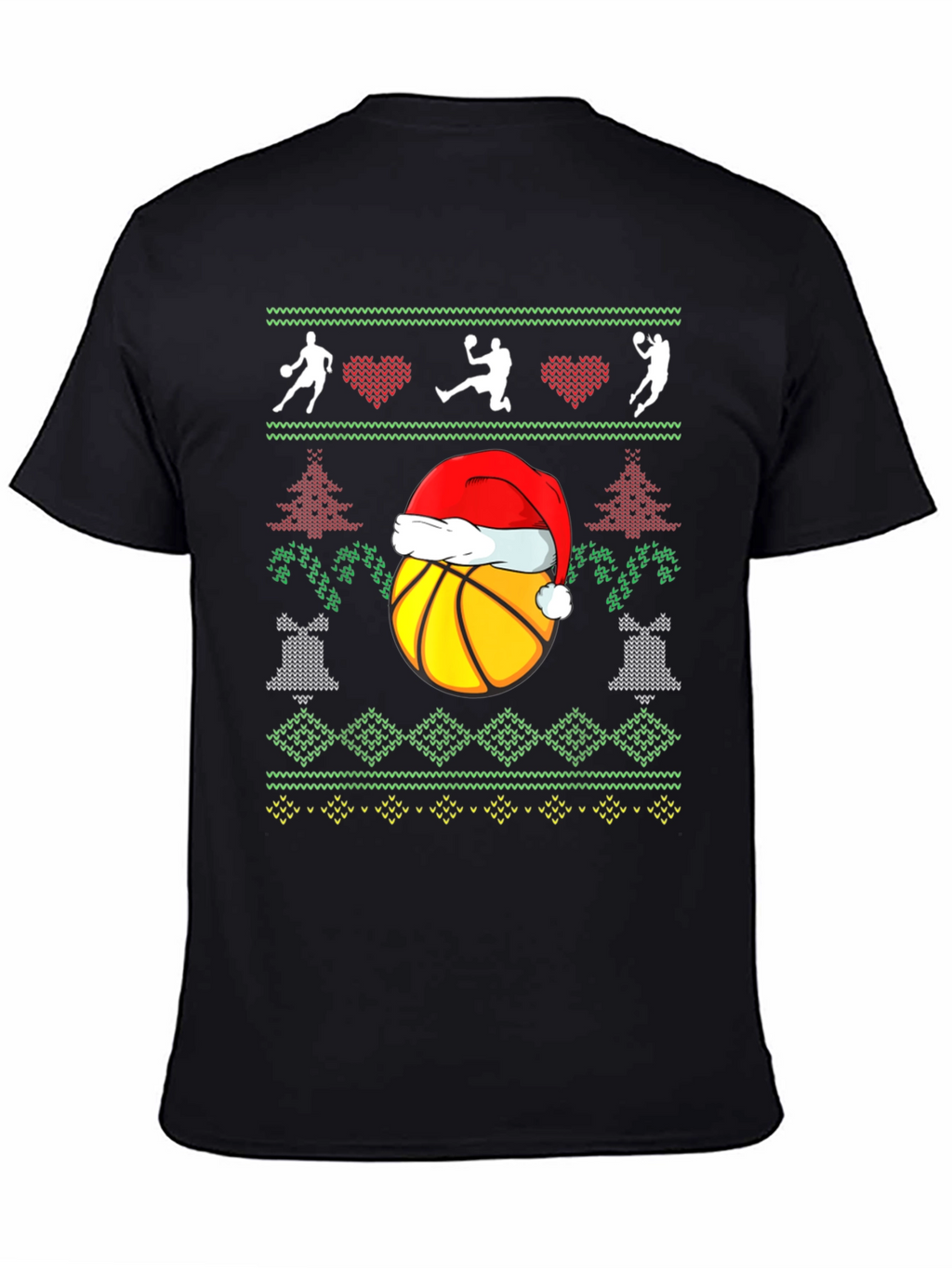 Basketball Christmas Ugly Sweater Style T-Shirt