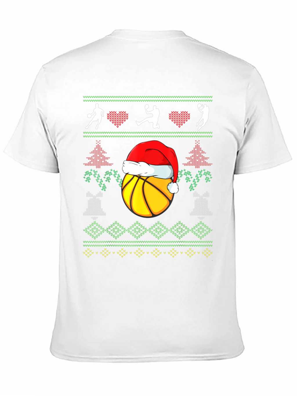 Basketball Christmas Ugly Sweater Style T-Shirt