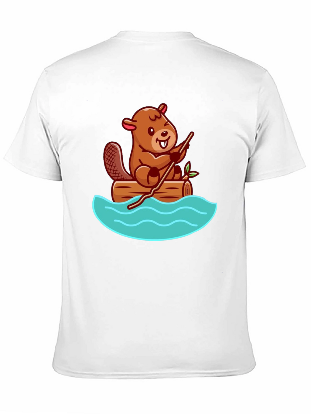 Beaver on Log Cartoon T-Shirt - Unisex Crew Neck