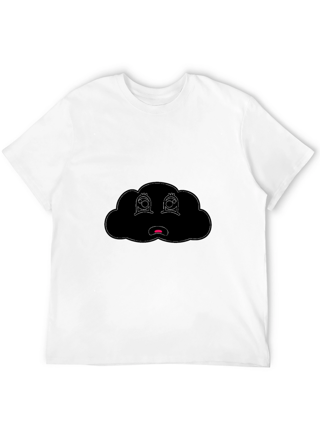 Sad Cloud Graphic Tee - Black Cotton Blend T-Shirt
