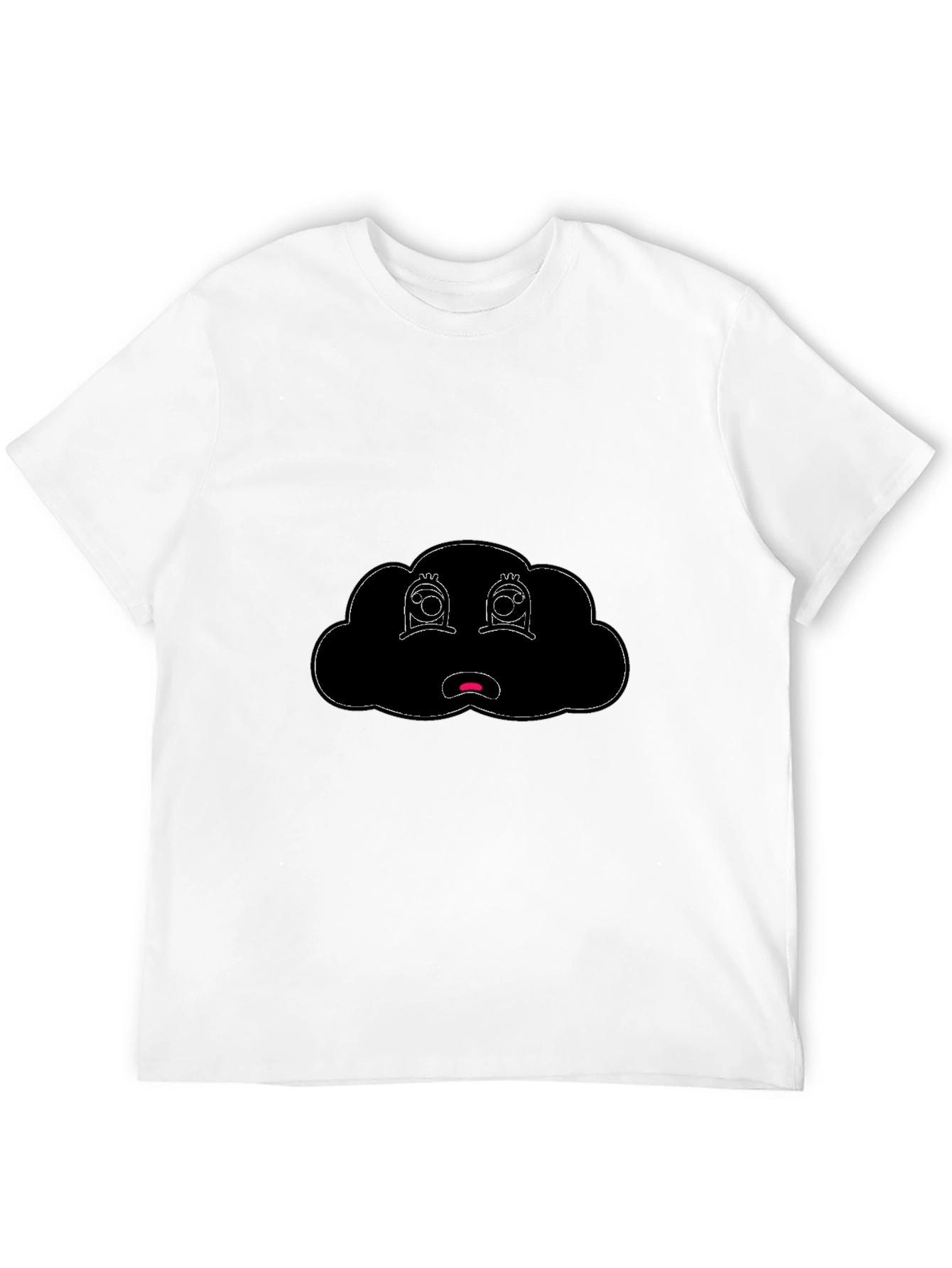 Sad Cloud Graphic Tee - Black Cotton Blend T-Shirt