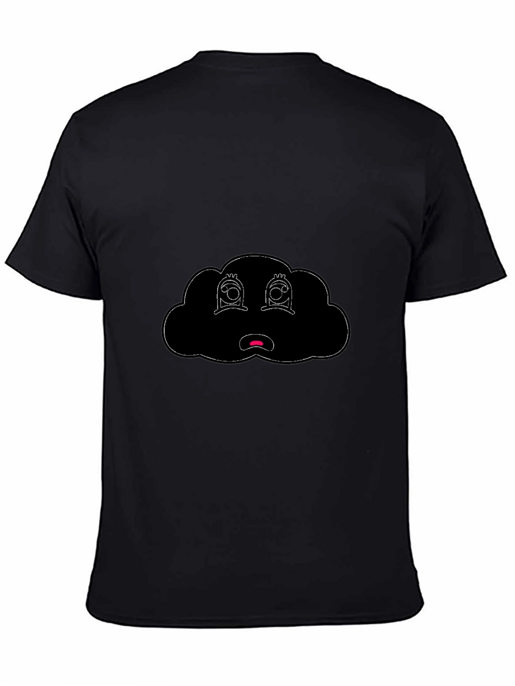 Sad Cloud Graphic Tee - Black Cotton Blend T-Shirt