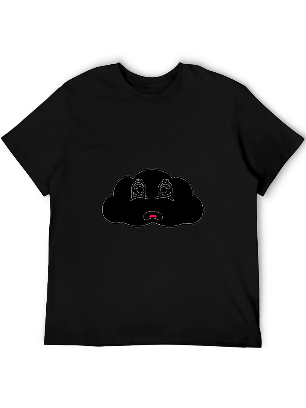 Sad Cloud Graphic Tee - Black Cotton Blend T-Shirt