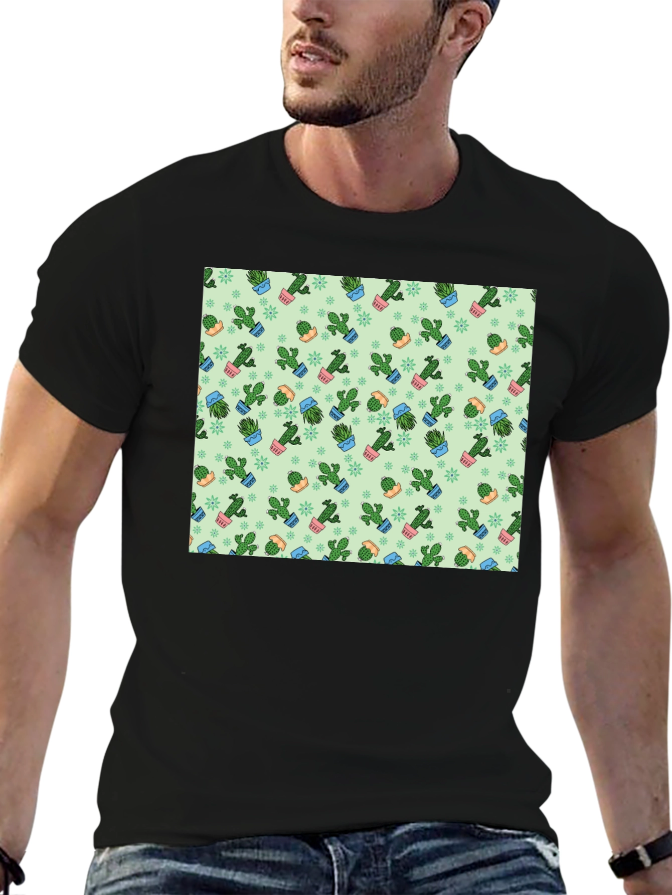 Cactus Print Mens T-Shirt