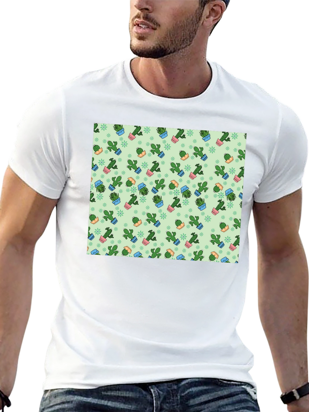 Cactus Print Mens T-Shirt