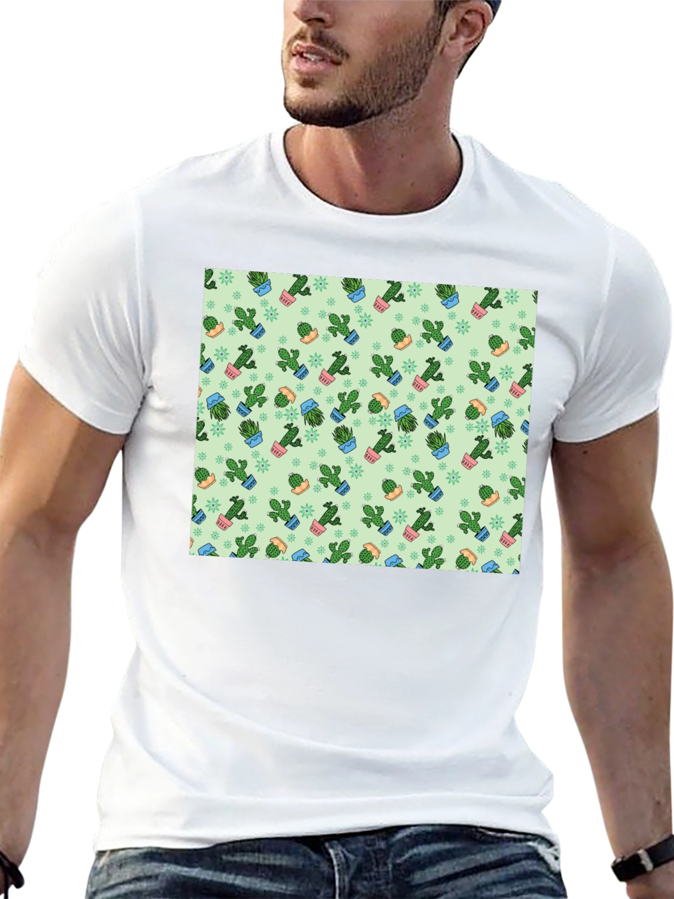 Cactus Print Mens T-Shirt