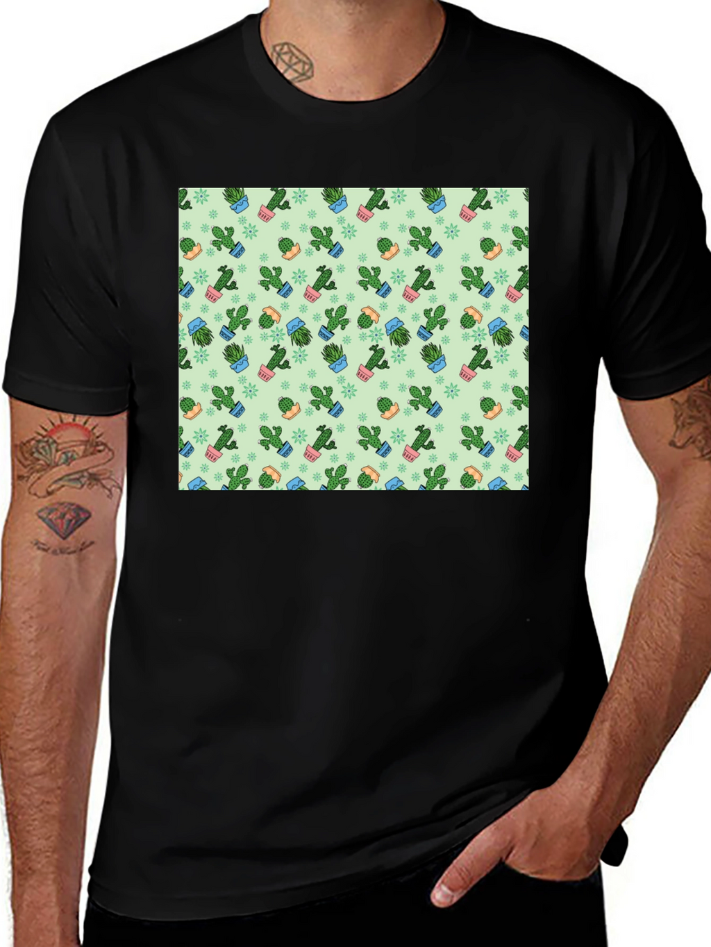 Cactus Print Mens T-Shirt