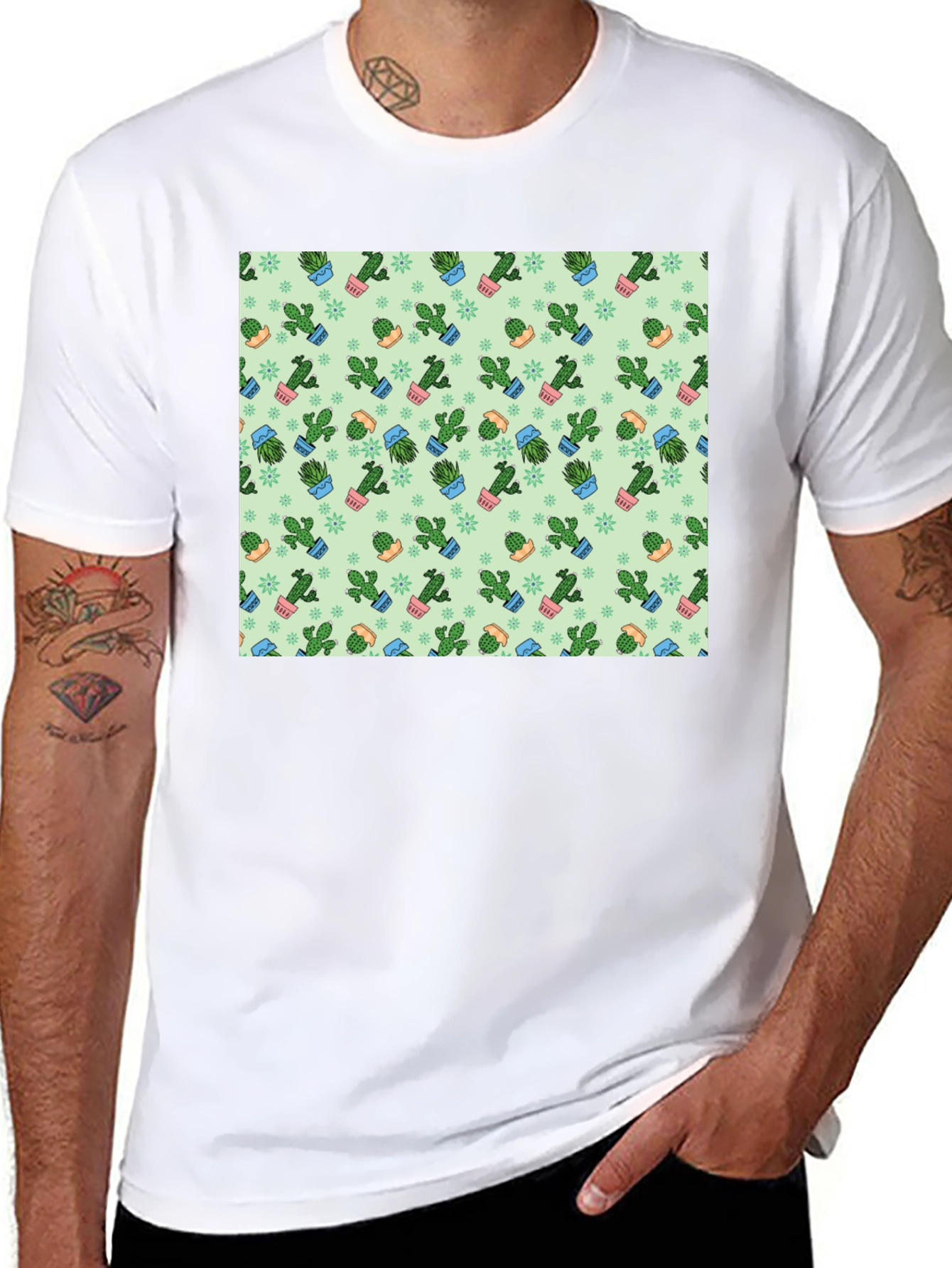 Cactus Print Mens T-Shirt