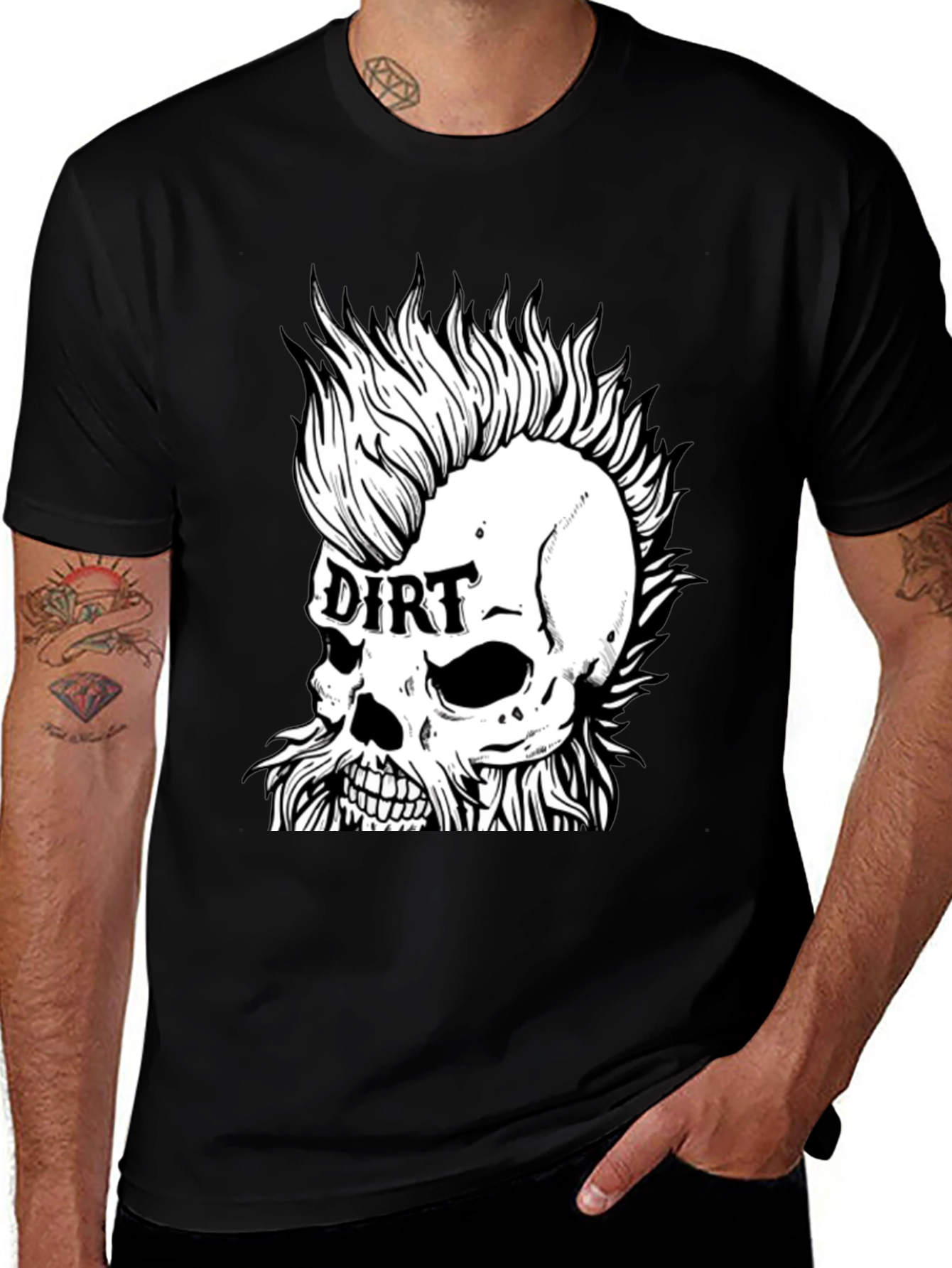 Dirt Skull Punk Graphic Tee - Black Cotton T-Shirt