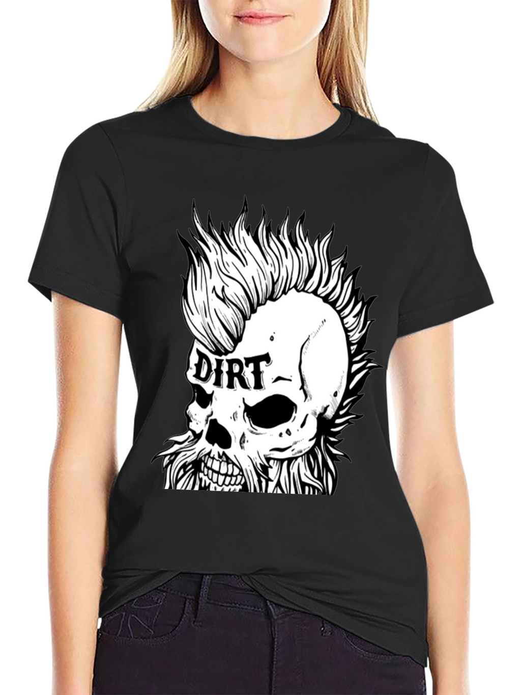 Dirt Skull Punk Graphic Tee - Black Cotton T-Shirt
