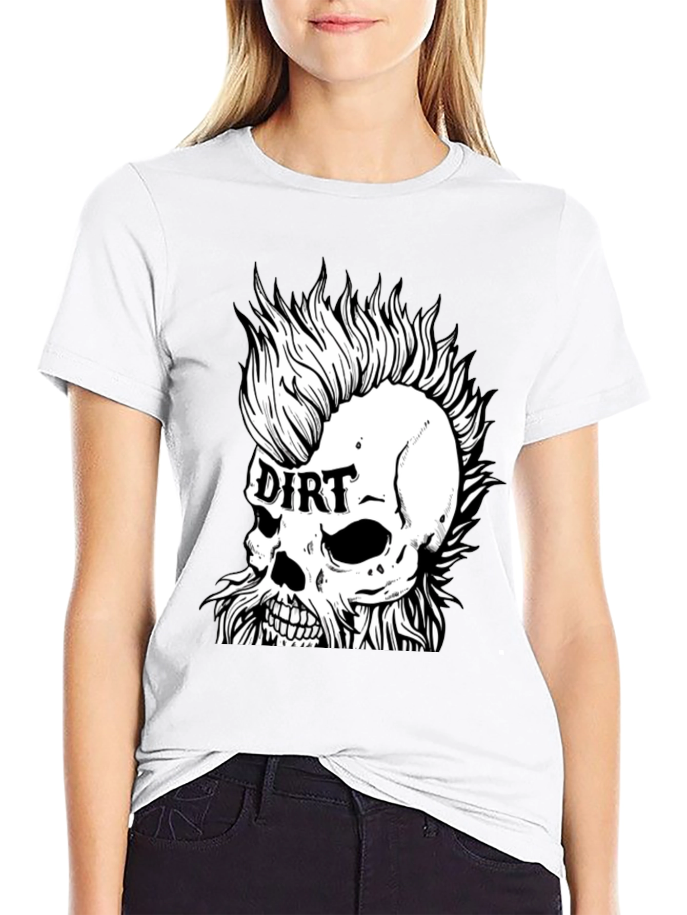 Dirt Skull Punk Graphic Tee - Black Cotton T-Shirt