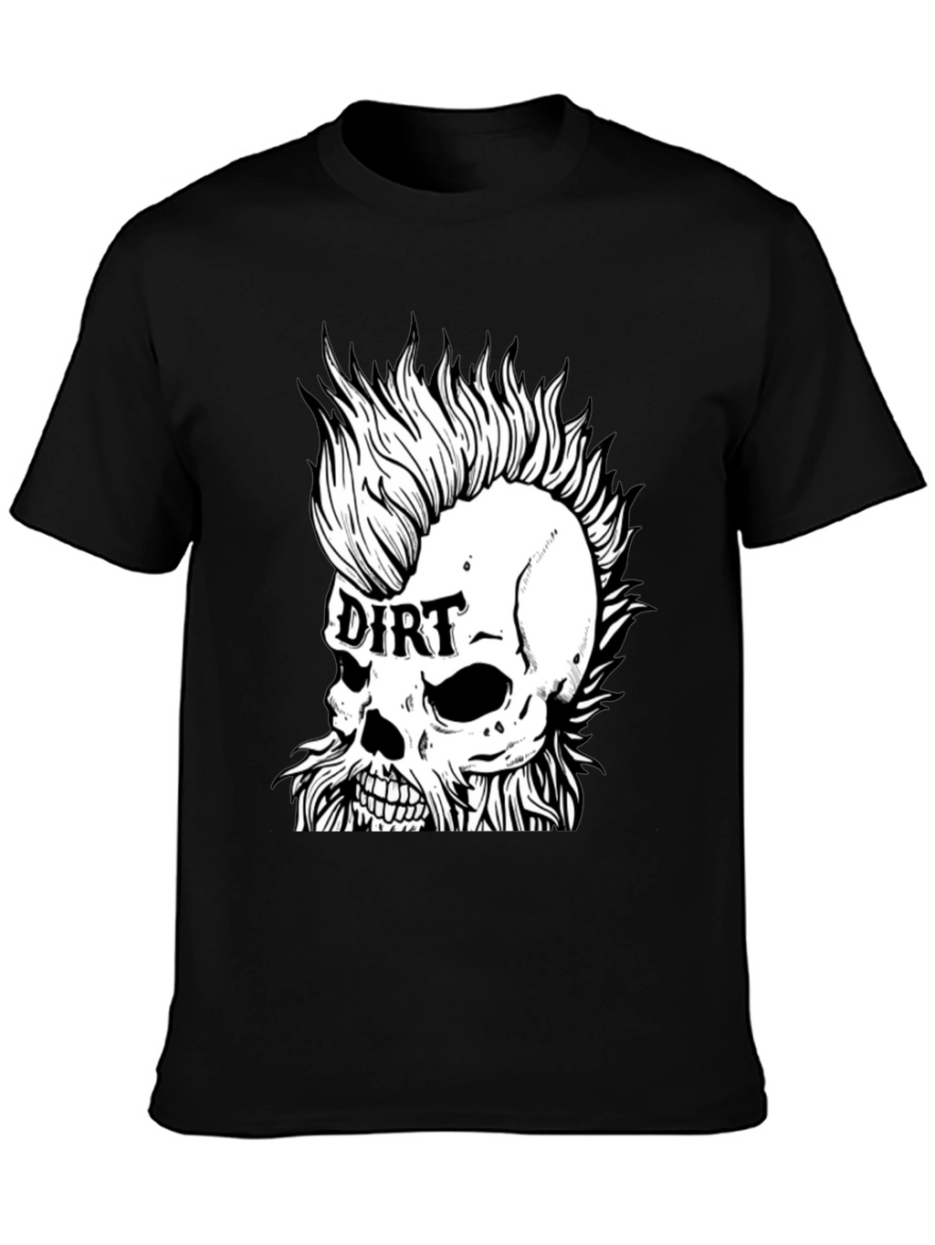 Dirt Skull Punk Graphic Tee - Black Cotton T-Shirt