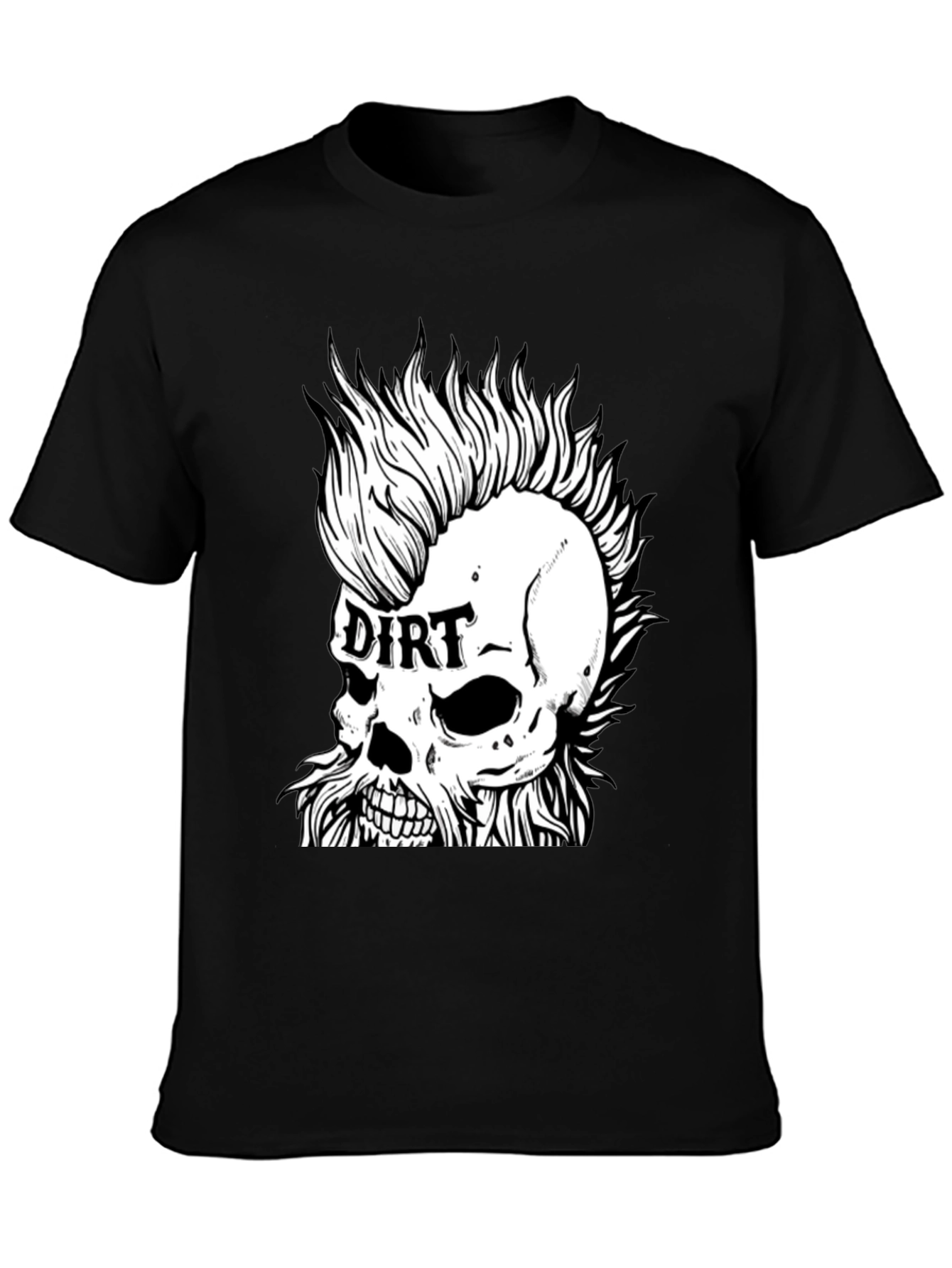 Dirt Skull Punk Graphic Tee - Black Cotton T-Shirt