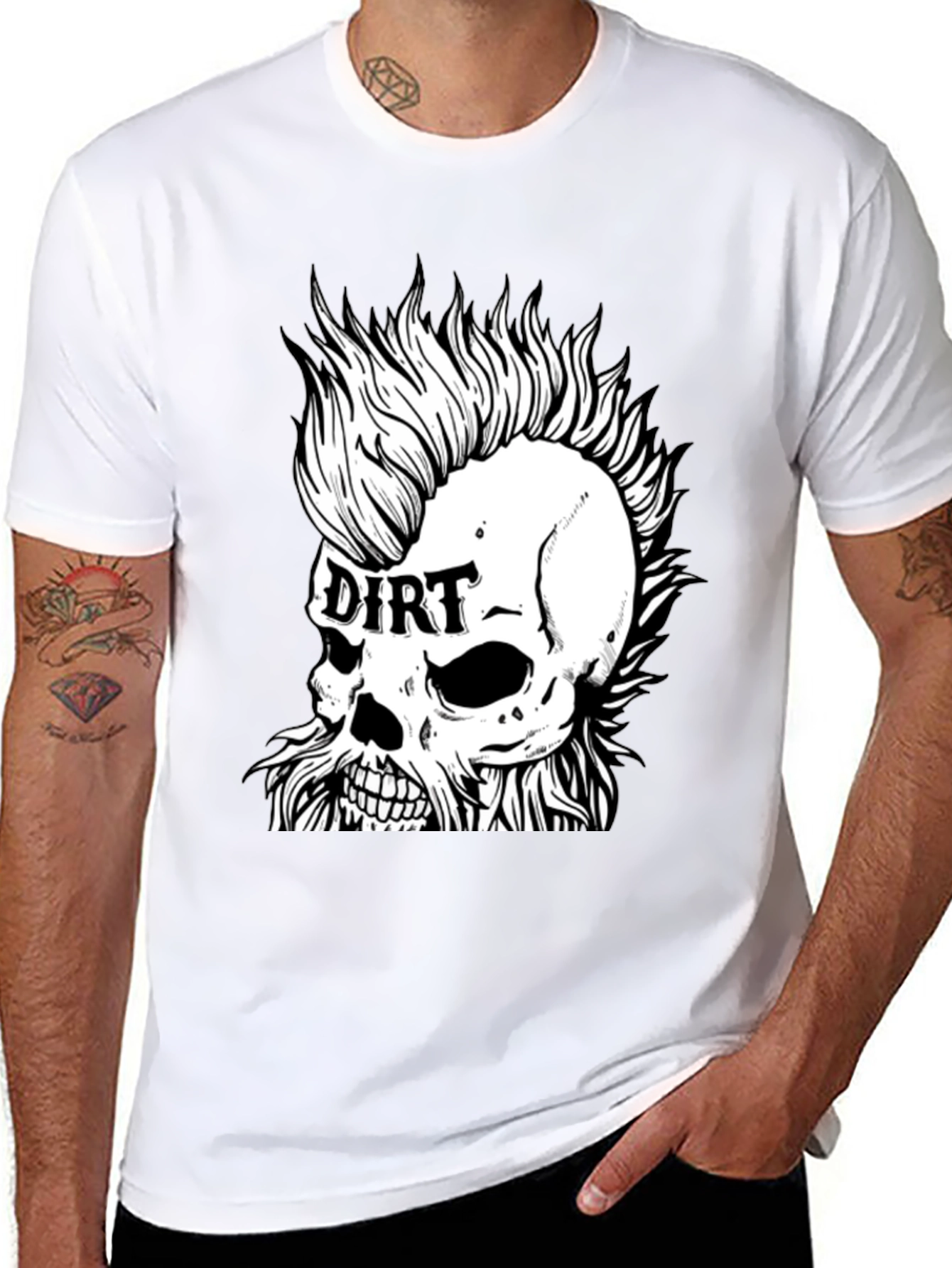Dirt Skull Punk Graphic Tee - Black Cotton T-Shirt