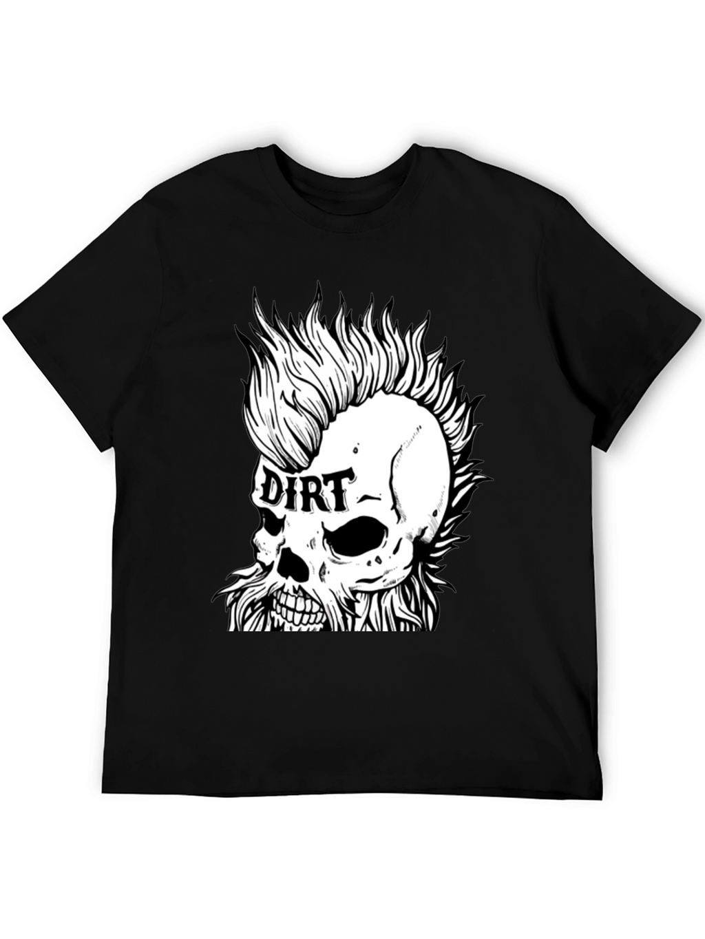 Dirt Skull Punk Graphic Tee - Black Cotton T-Shirt