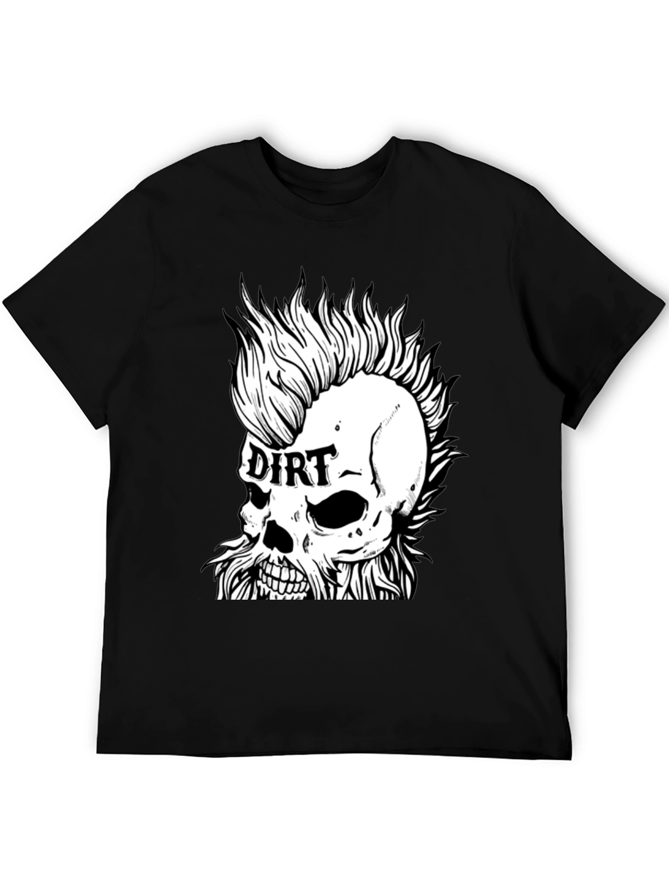 Dirt Skull Punk Graphic Tee - Black Cotton T-Shirt