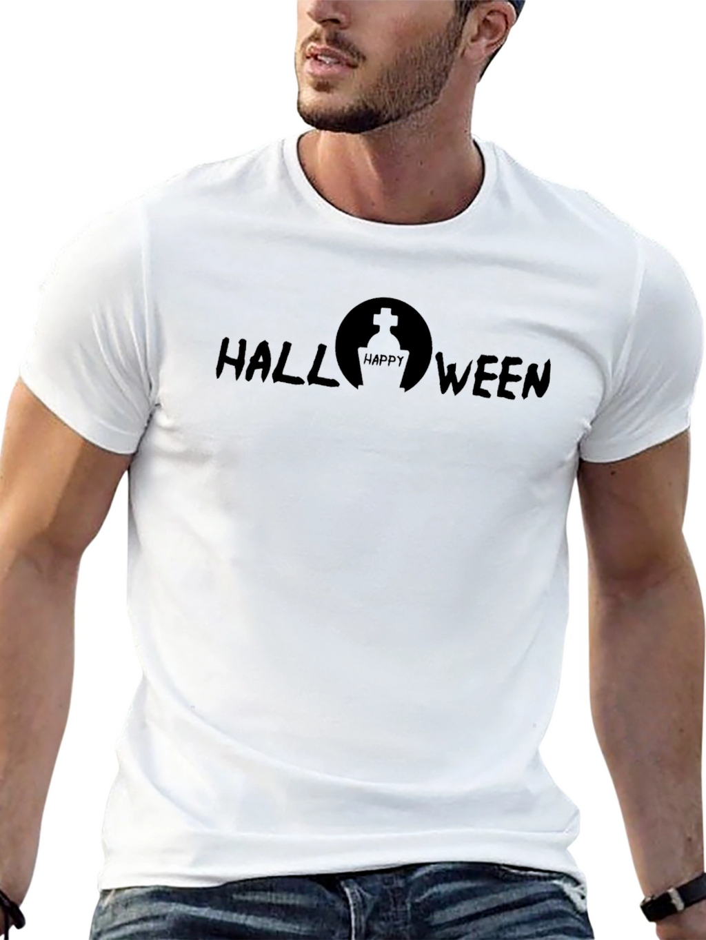 Halloween Tombstone Graphic Black T-Shirt