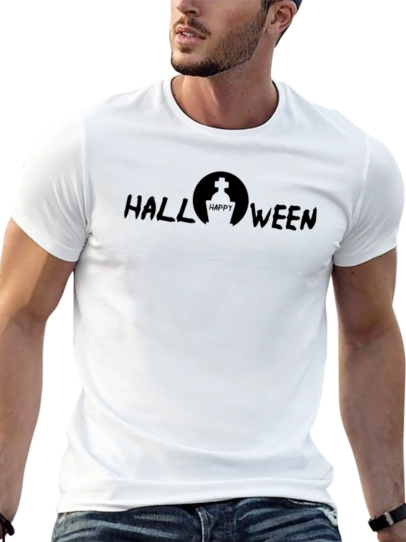 Halloween Tombstone Graphic Black T-Shirt
