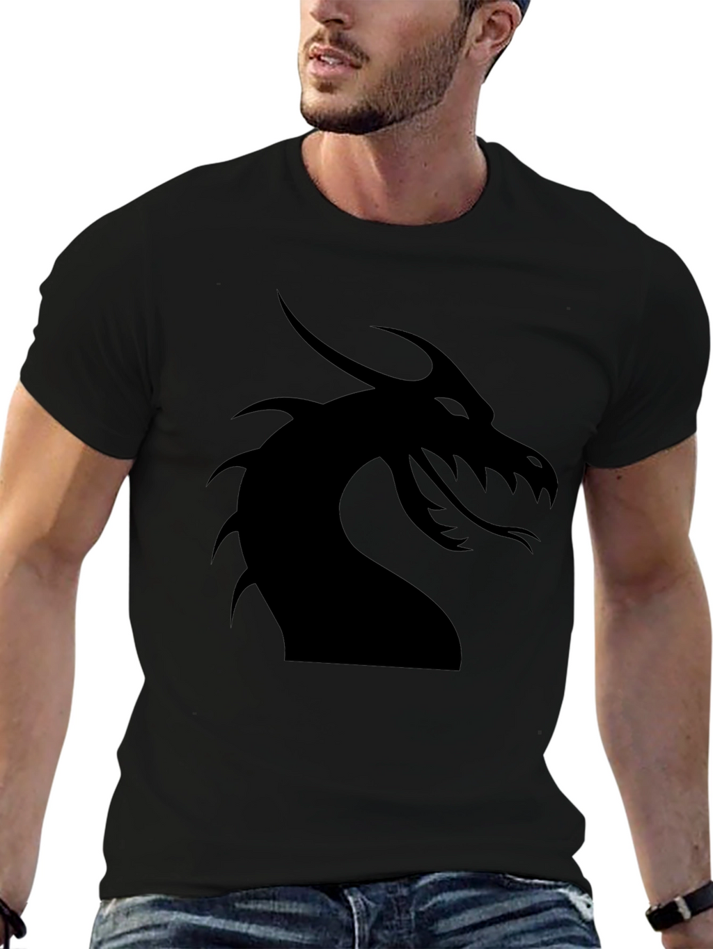 Dragon Silhouette Graphic Tee - Black