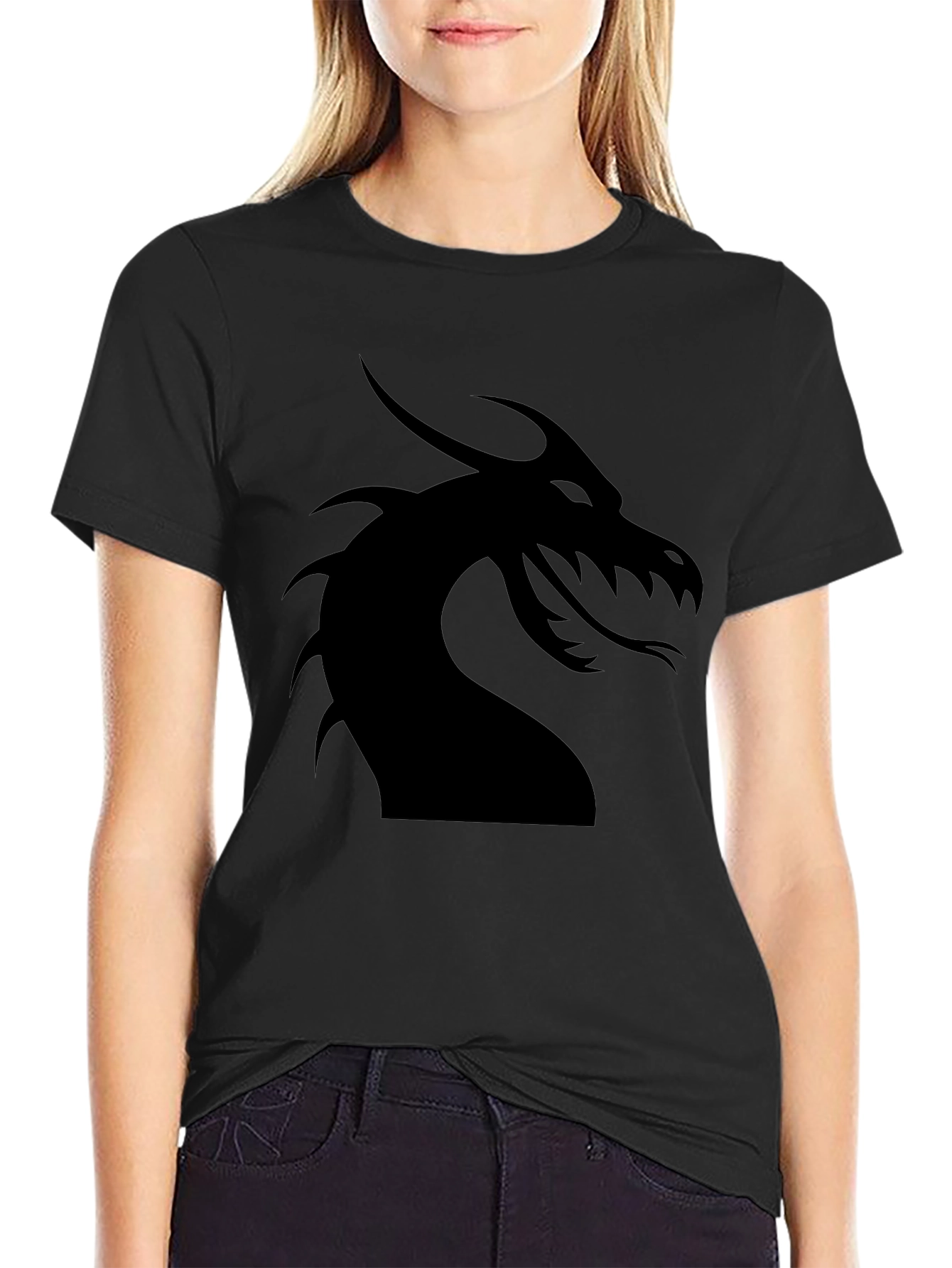 Dragon Silhouette Graphic Tee - Black