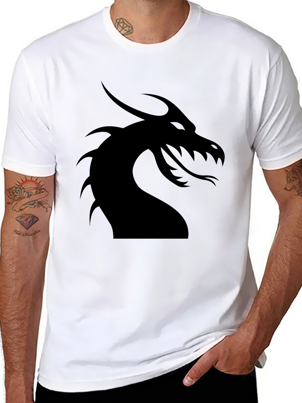 Dragon Silhouette Graphic Tee - Black