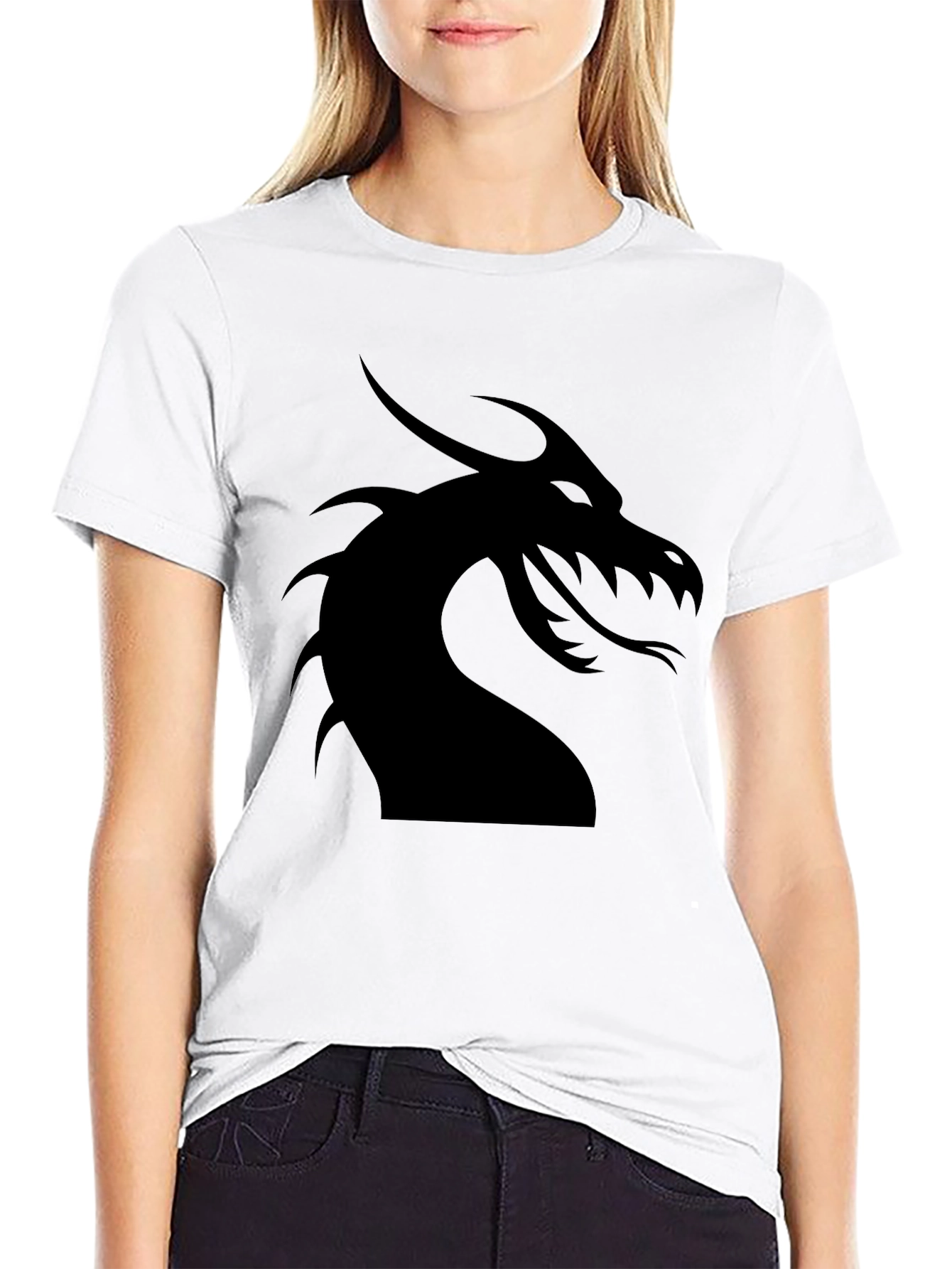 Dragon Silhouette Graphic Tee - Black