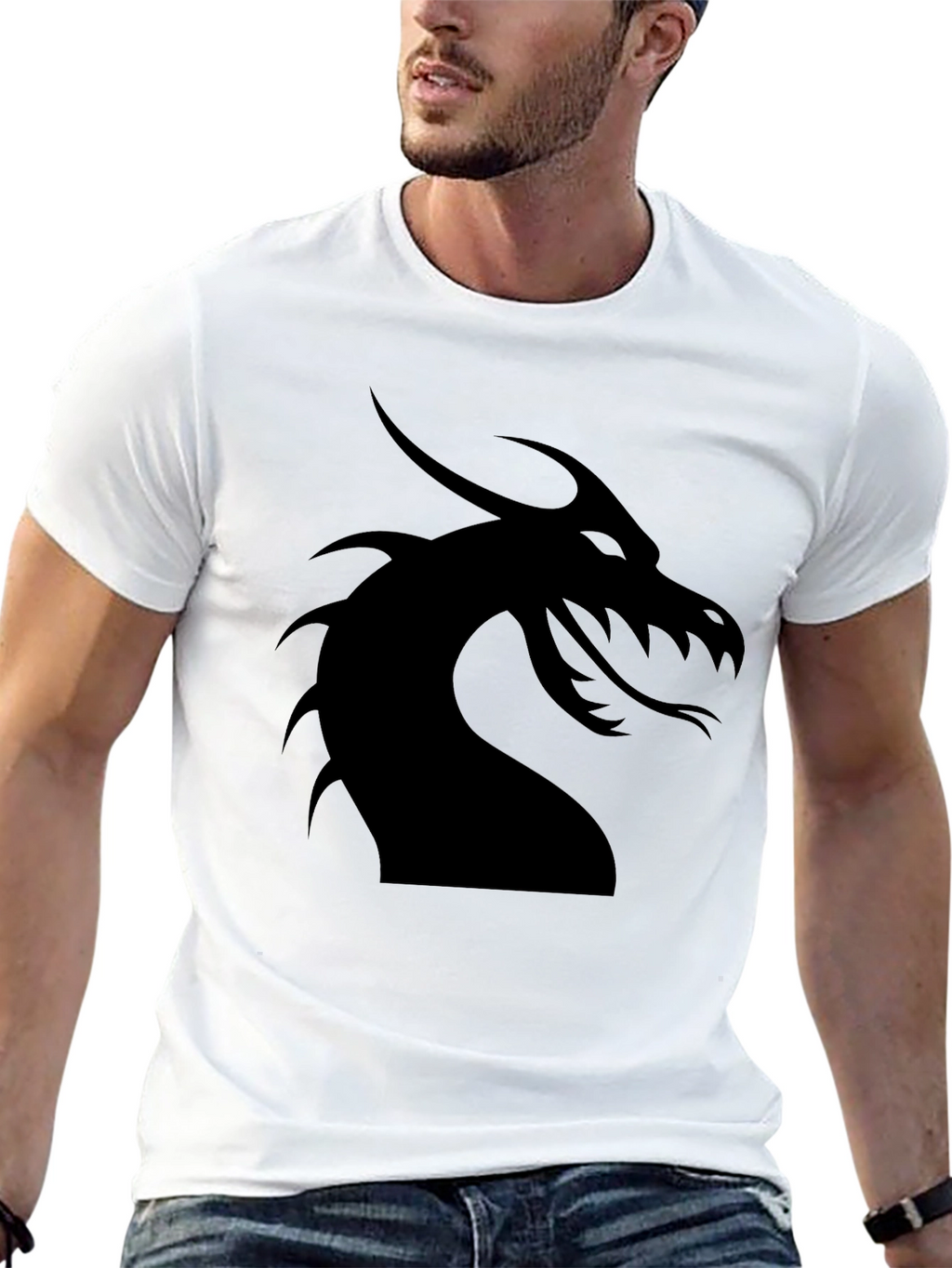 Dragon Silhouette Graphic Tee - Black