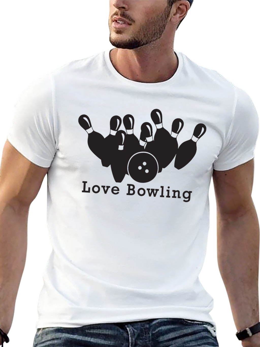Love Bowling Graphic T-Shirt - Black