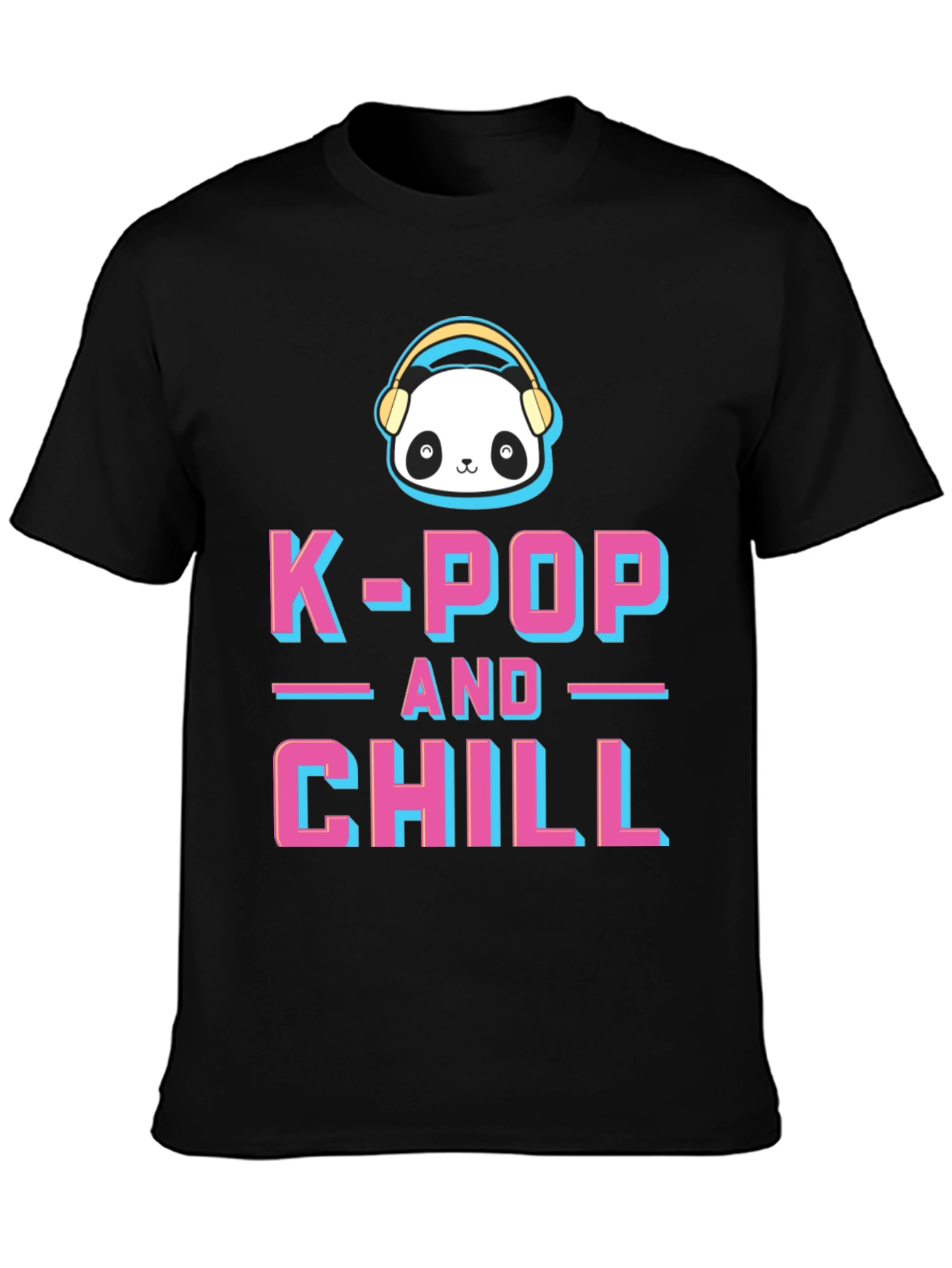 K-Pop and Chill Graphic Tee - Panda with Headphones