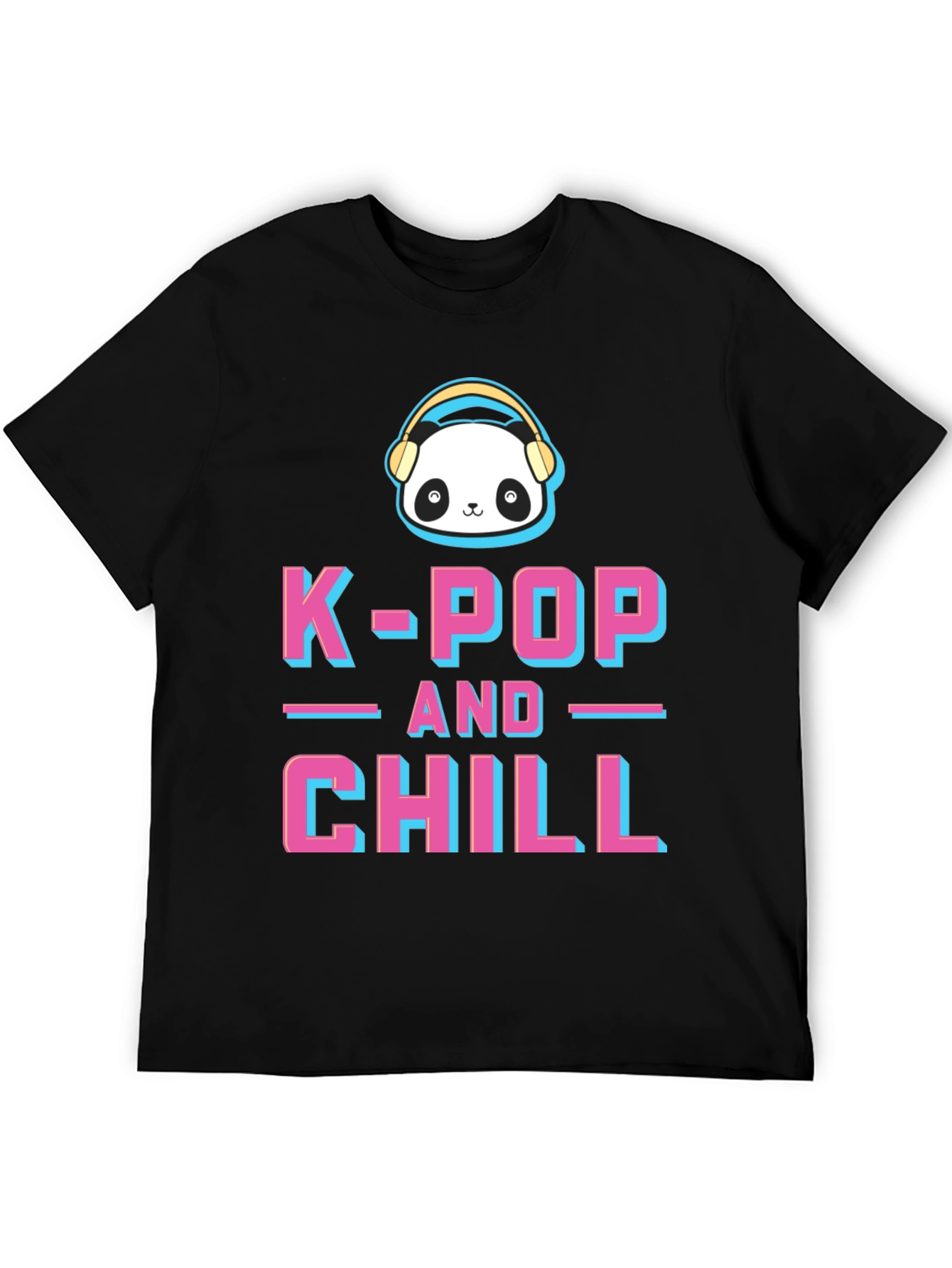 K-Pop and Chill Graphic Tee - Panda with Headphones