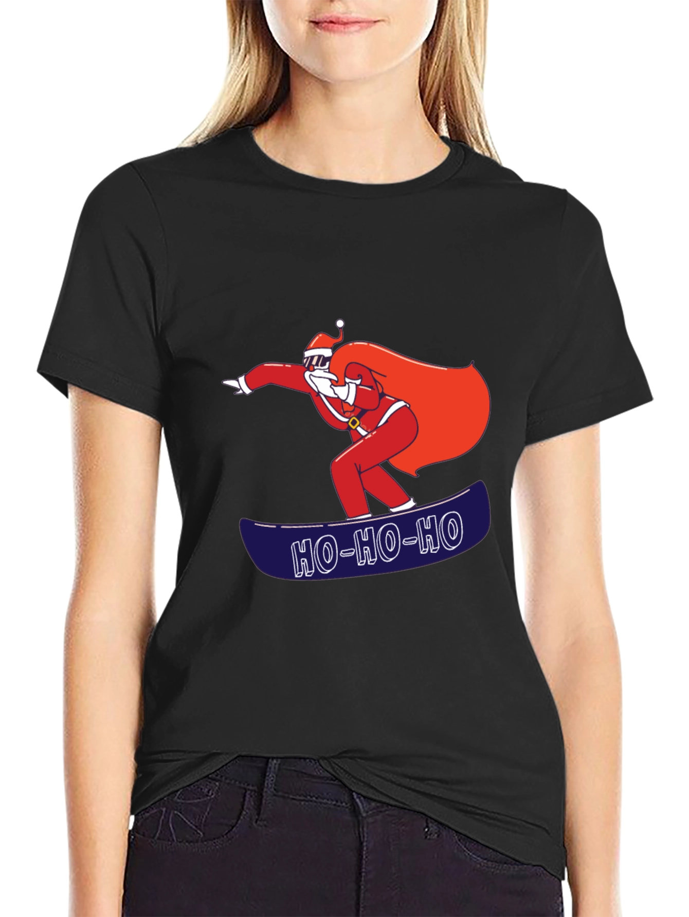 Santa Snowboarding T-Shirt - Ho Ho Ho Holiday Tee
