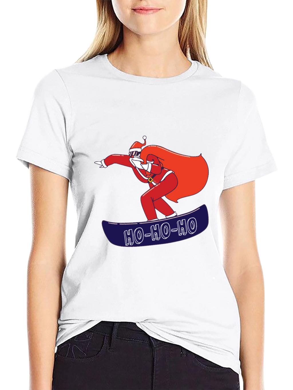 Santa Snowboarding T-Shirt - Ho Ho Ho Holiday Tee