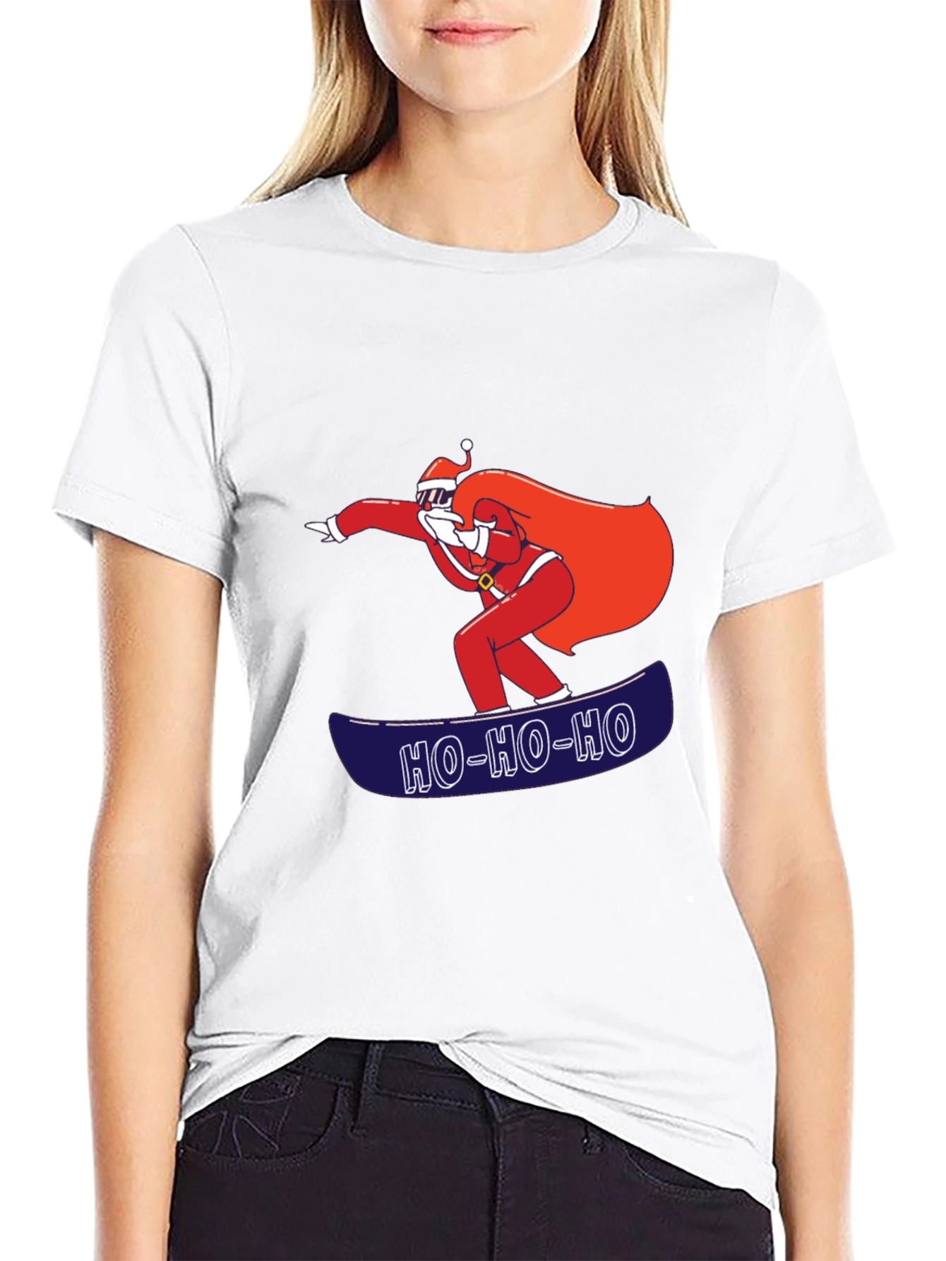 Santa Snowboarding T-Shirt - Ho Ho Ho Holiday Tee