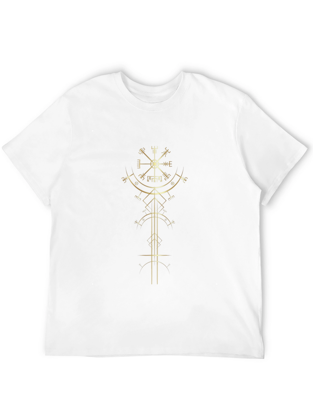 Golden Vegvisir Viking Compass Black T-Shirt