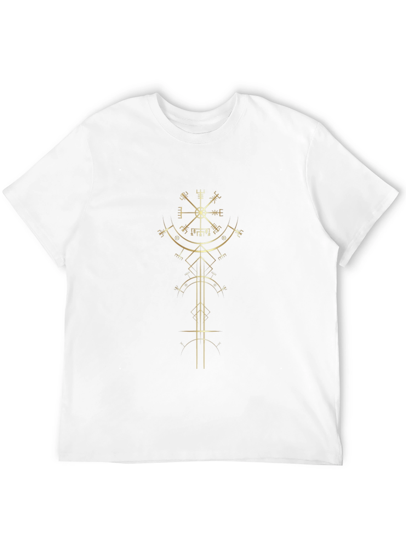 Golden Vegvisir Viking Compass Black T-Shirt